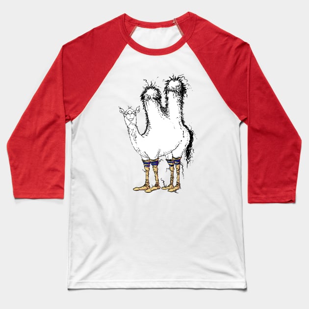 A Cute Camel with Silly Old Man Socks Baseball T-Shirt by obillwon